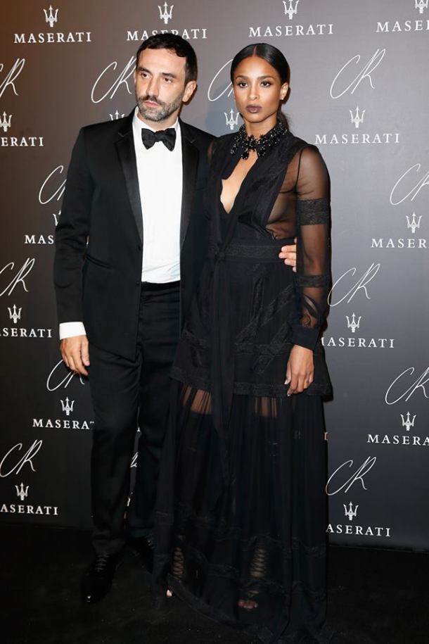 SINGER CIARA, WITH RICCARDO TISCI, IN A GIVENCHY BY RICCARDO TISCI SPRING-SUMMER 2015 OUTFIT TO THE CR FASHION BOOK ISSUE 5 LAUNCH PARTY HOSTED BY CARINE ROITFELD & STEPHEN GAN
