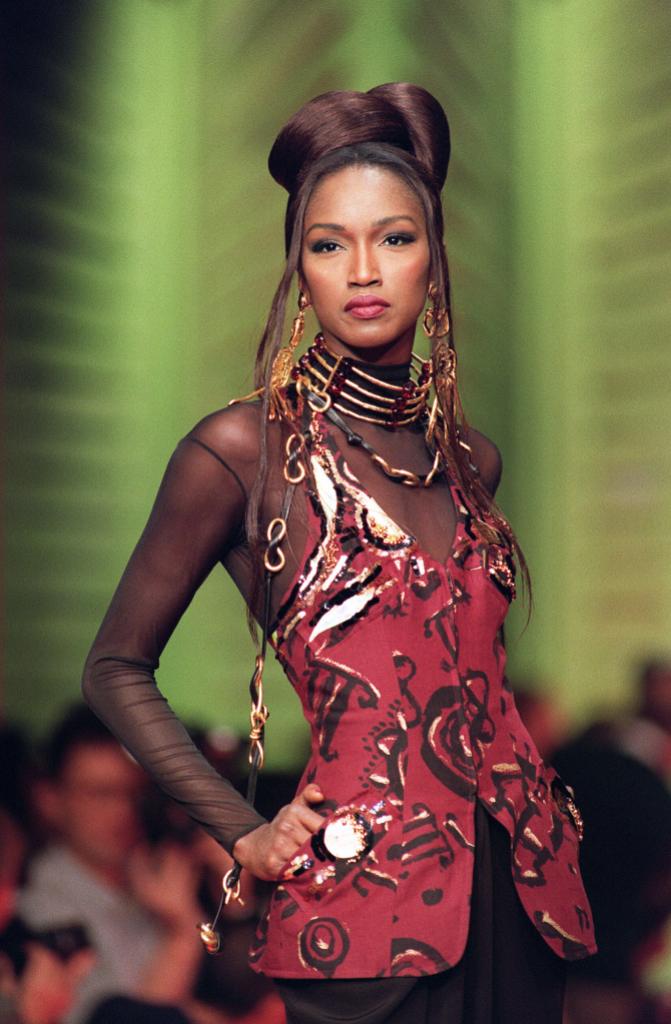 (FILES) - Photo taken on October 18, 1992, shows Guinean model Katoucha Niane during the 1993 Ready-to-wear Spring /Summer collection fashion show in Paris. 